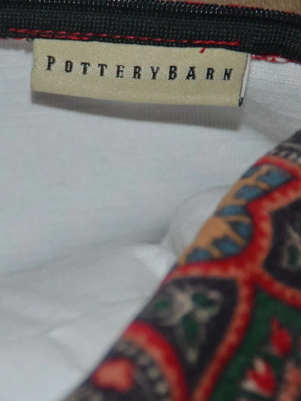 Pottery Barn Red Green Velvet Emira Print Lumbar Pillow Cover + Insert 16”x26”